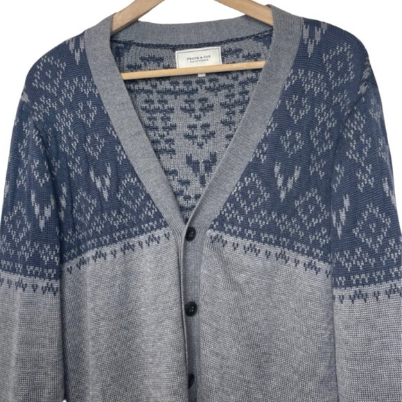 FRANK & OAK | Men's Gray & Blue Button Front Cardigan | Size L - Picture 3 of 11